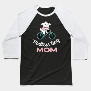 Maltese Dog Mom Bicycle Dog Owner Retro Dog Mother Baseball T-Shirt